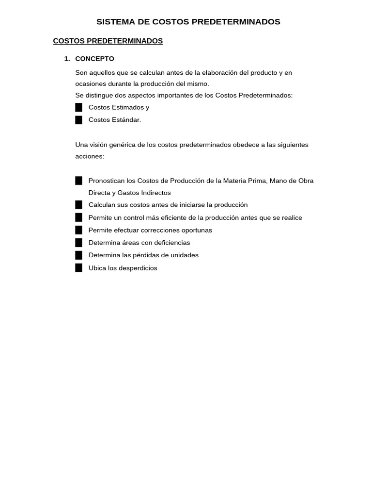 Sistema de Costos Predeterminados: Guía Completa | PDF | Costo ...