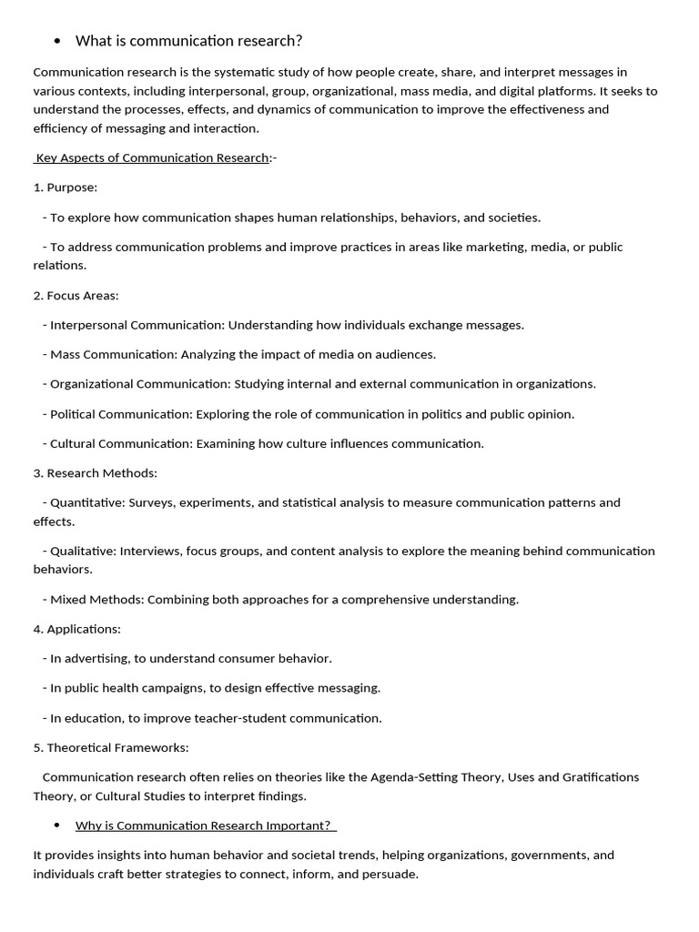 Communication Research Notes | PDF