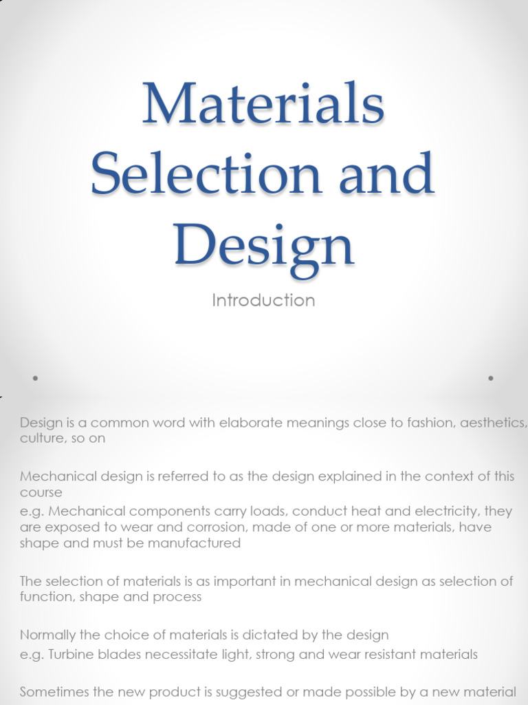 Materials Selection and Design - Course 1 Introduction | PDF | Metals ...