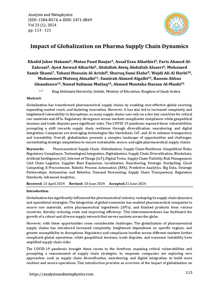 Globalization's Impact on Pharma Supply Chains | PDF | Supply Chain ...