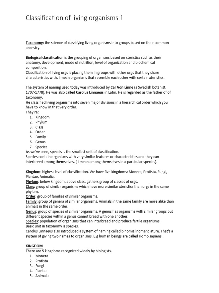 Understanding Taxonomy and Organism Classification | PDF | Fungus | Spore
