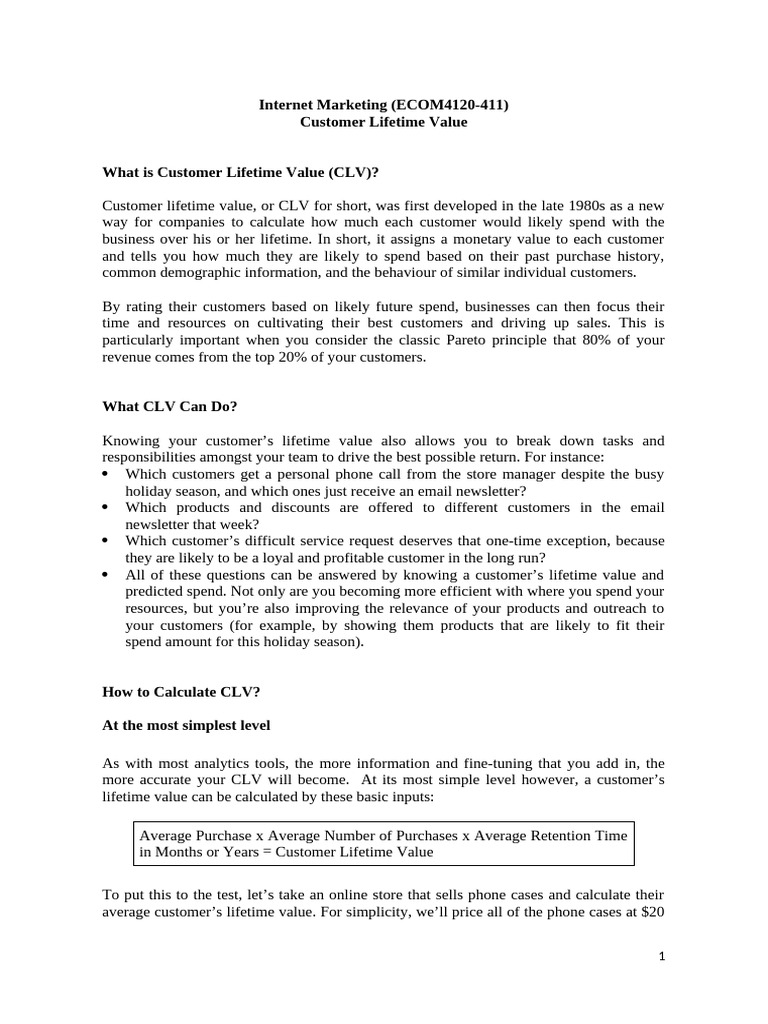 Customer Lifetime Value | PDF | Marketing | Business Economics