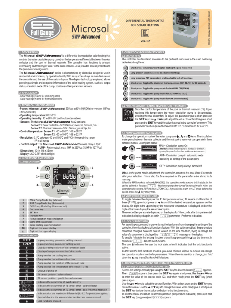 1308027-Microsol SWP Advanced | PDF | Temperature | Heat