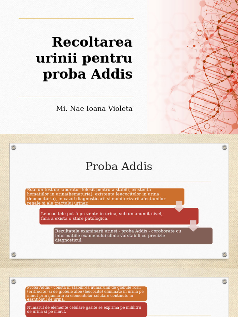 Recoltarea Urinii Pentru Proba Addis | PDF