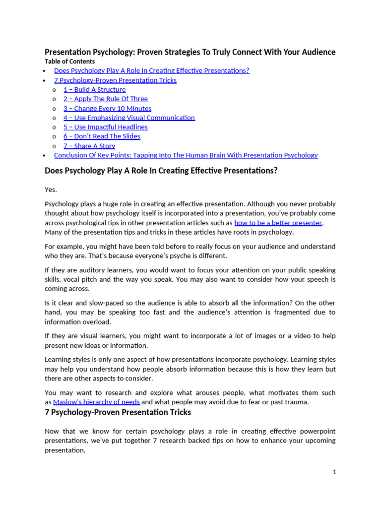 Presentation Psychology | PDF | Learning | Psychology