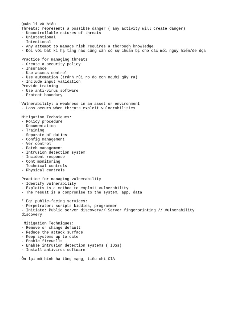 Managing Threats and Vulnerabilities in Security | PDF
