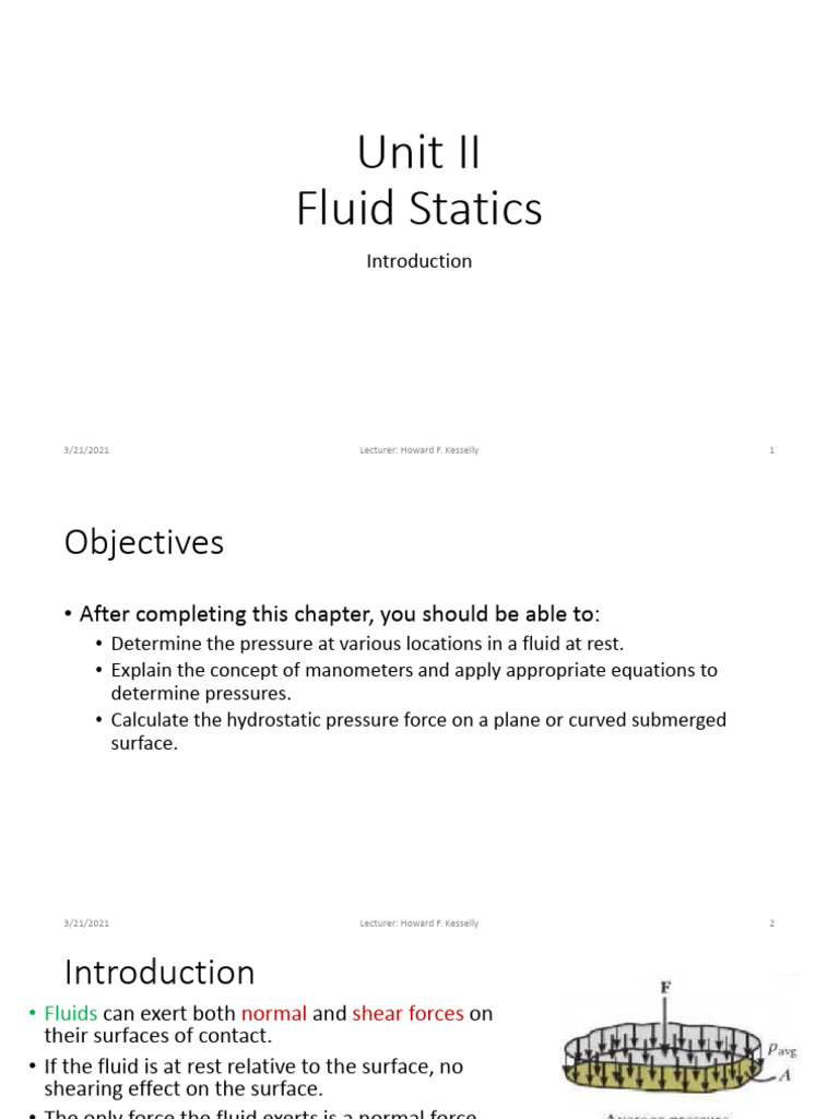 Fluid Statics: Pressure Concepts Explained | PDF | Pressure | Pressure ...