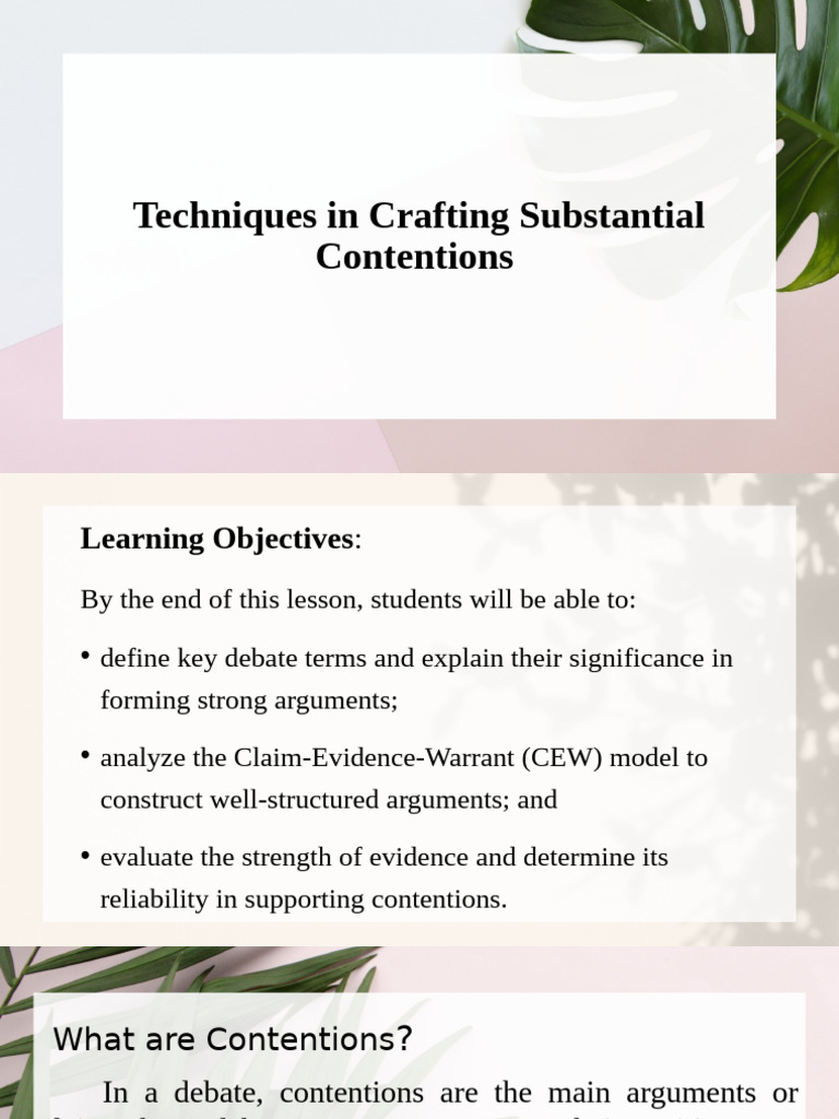 Techniques in Crafting Substantial Contentions | PDF | Argument | Evidence