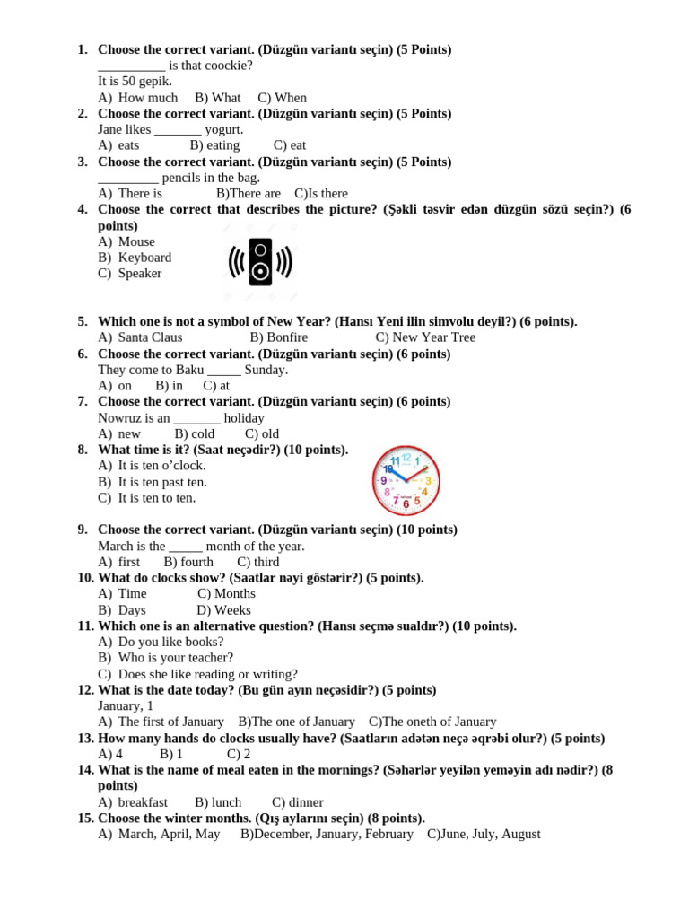 4cu Sinif Monitorunq A İNGİLİS DİLİ | PDF