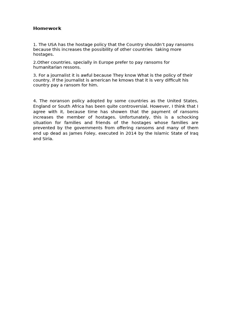 Hostage Policy and Ransom Controversy | PDF
