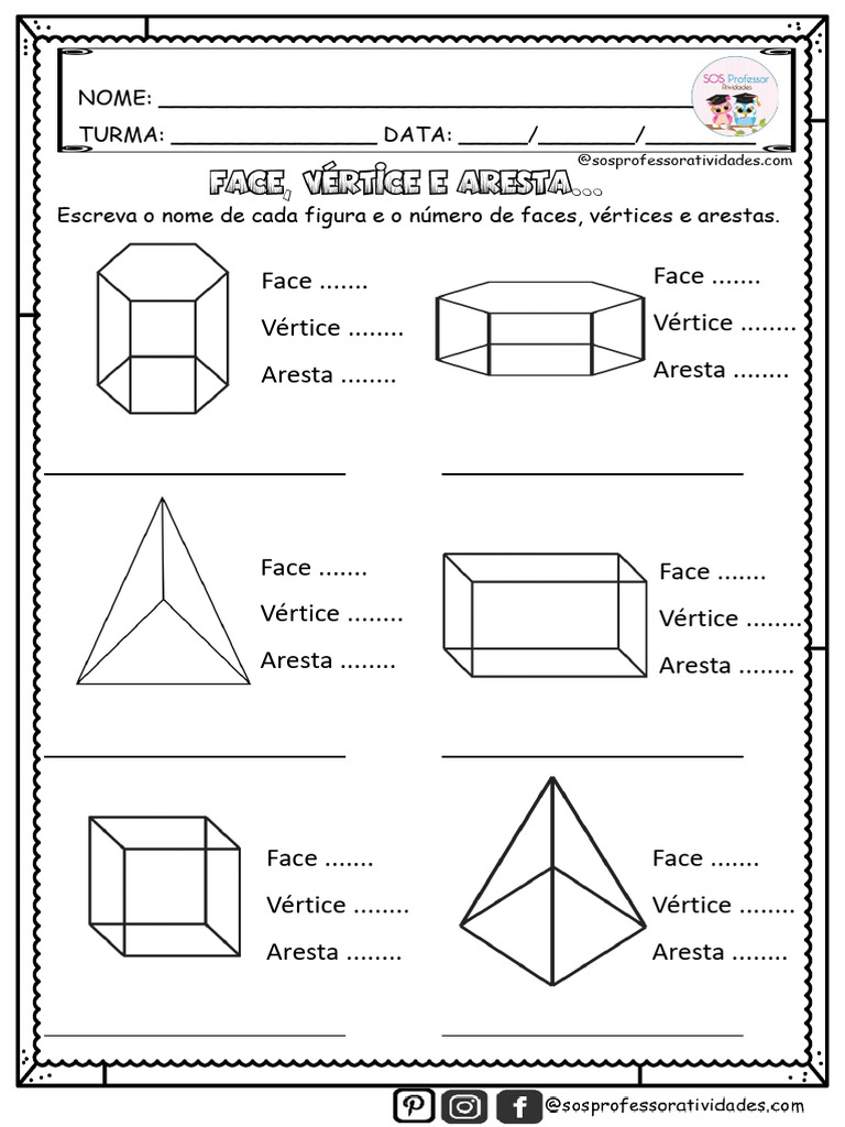 Figuras Geométricas: Faces, Vértices e Arestas | PDF
