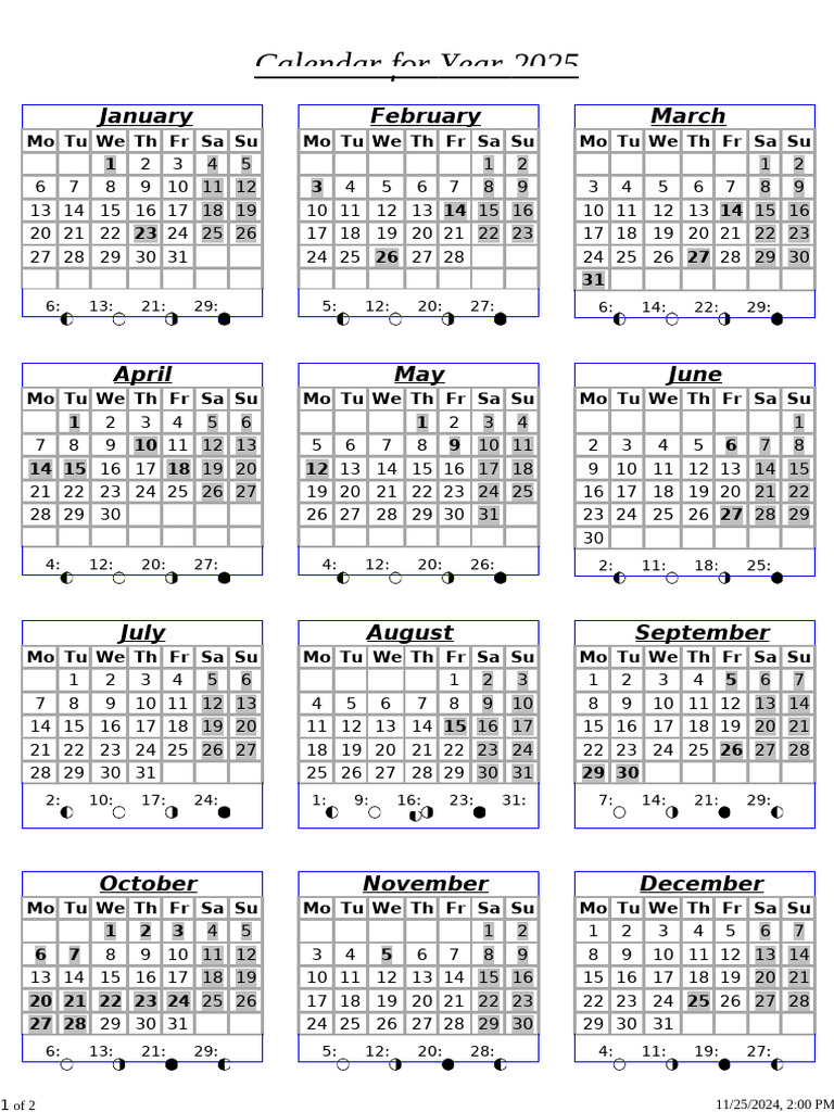 Year 2025 Calendar - United States | PDF