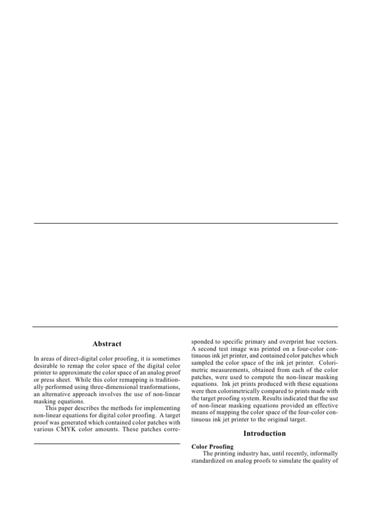 Non-Linear Masking in Ink Jet Color Proofing | PDF | Color | Printer ...