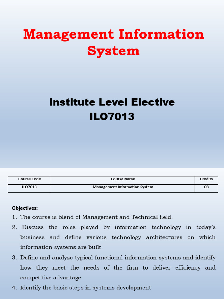 Management Information Systems Course Overview | PDF | Strategic ...