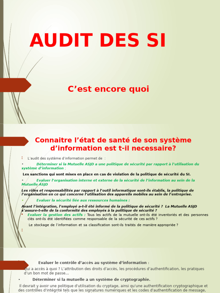 Audit de Sécurité SI Mutuelle ASJD | PDF | Sécurité des systèmes d ...