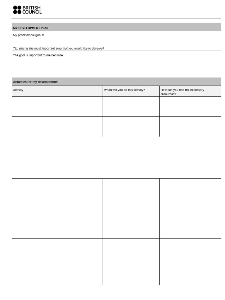 Professional Development Plan Pdf
