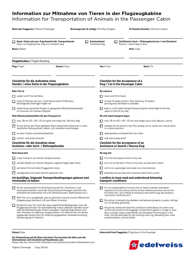 Animal in Cabin Form | PDF