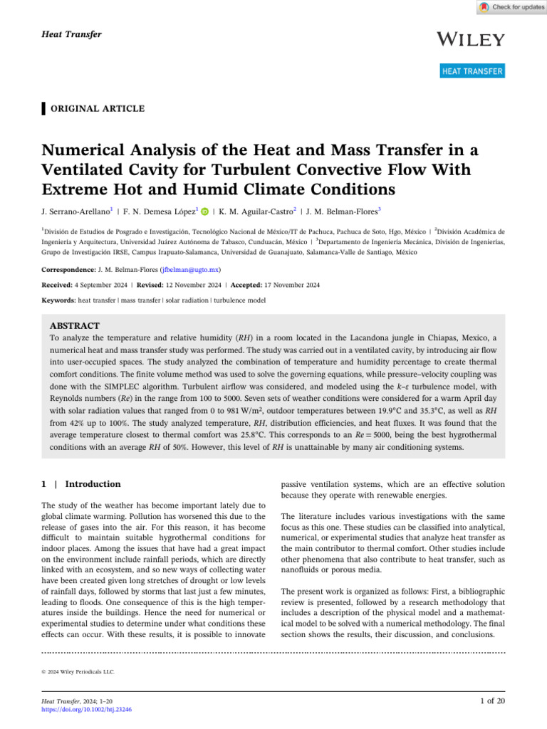 Heat and Mass Transfer in Ventilated Cavity | PDF | Heat Transfer ...