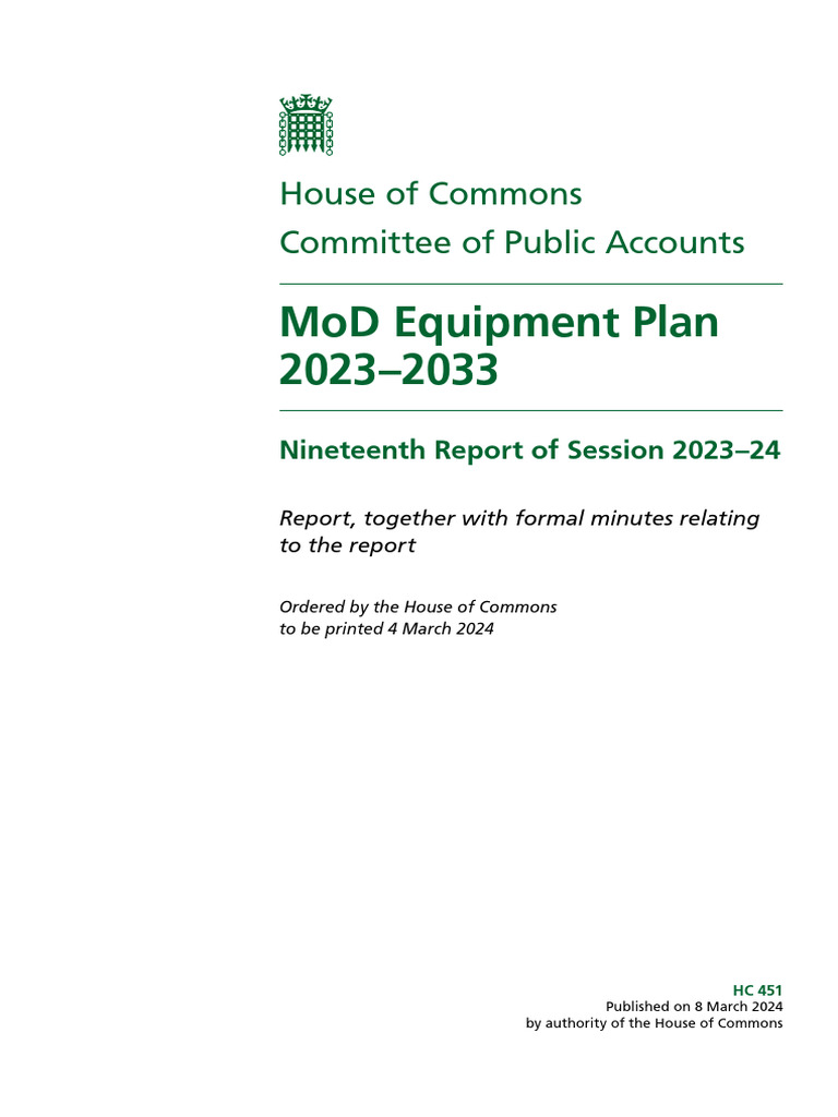 MoD Equipment Plan 2023–2033 Overview | PDF | Government Budget Balance ...