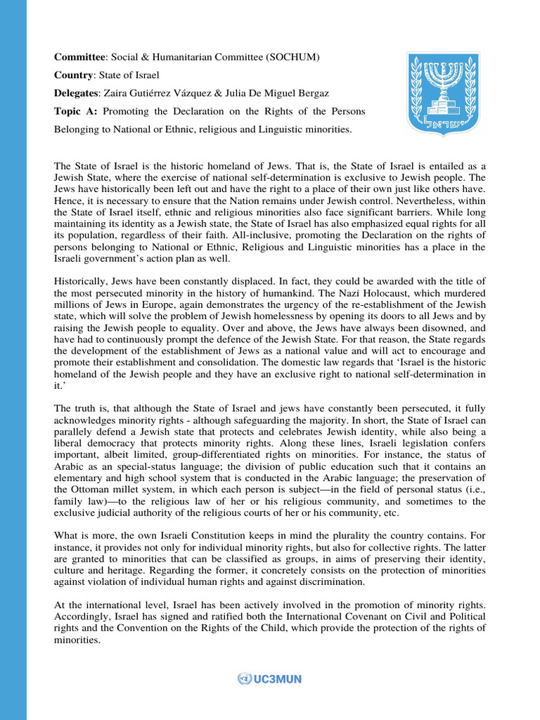 Position Paper - EXAMPLE | PDF | World Politics | Israel