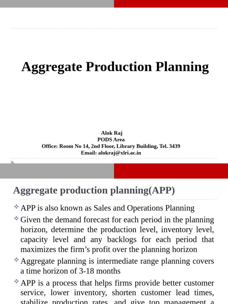 Aggregate Production Planning Overview | PDF