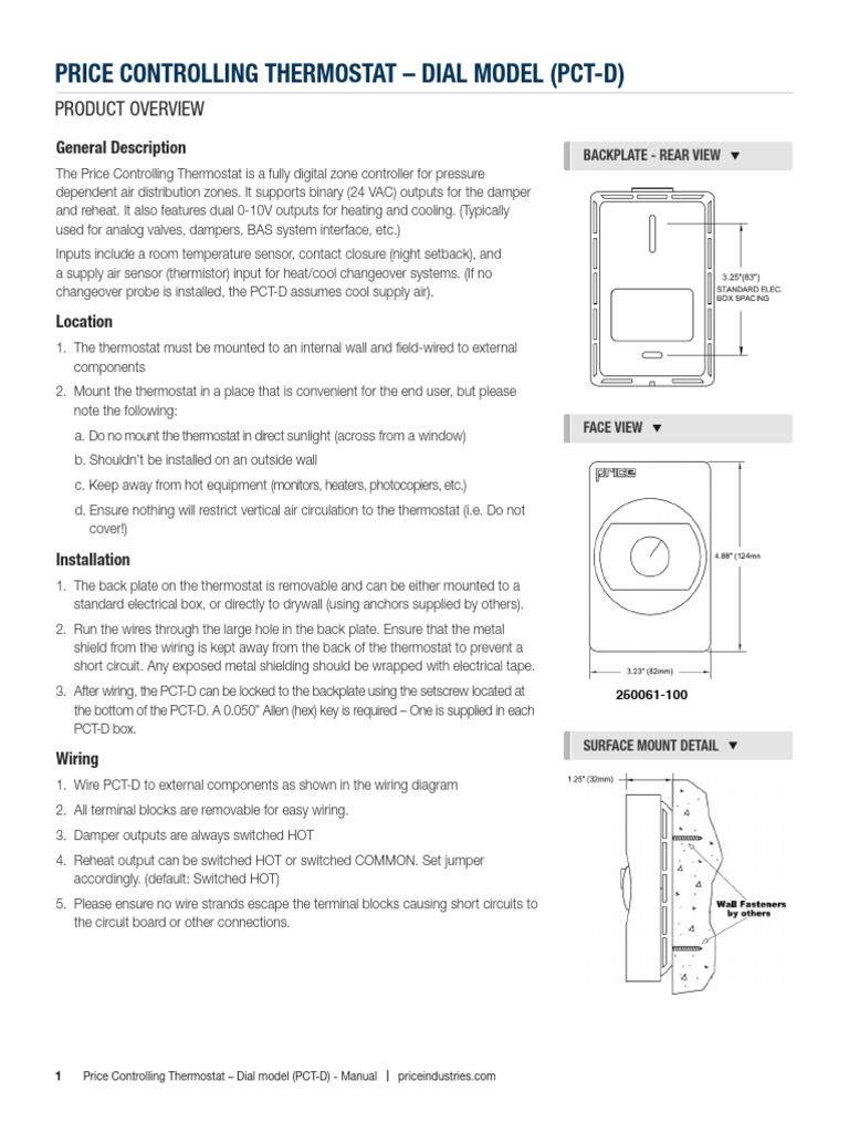 Price Controlling Thermostat Manual | PDF | Thermostat | Equipment
