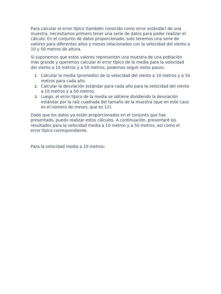 Cálculo del Error Típico de la Media | PDF