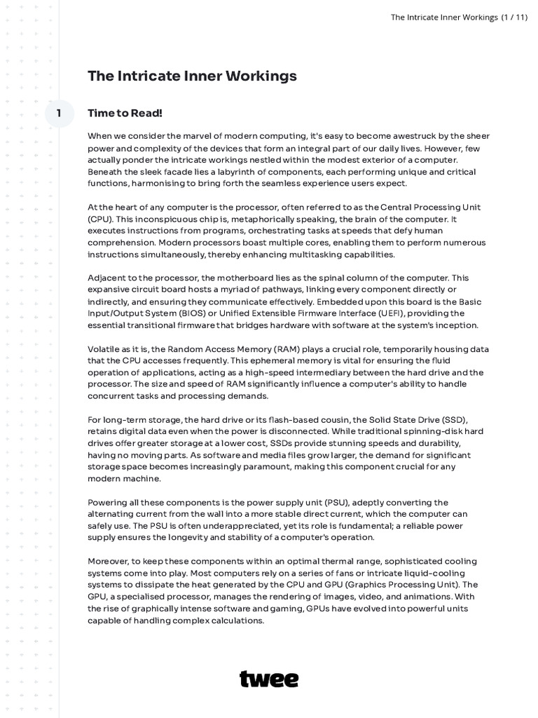 Twee - The Intricate Inner Workings | PDF | Central Processing Unit ...