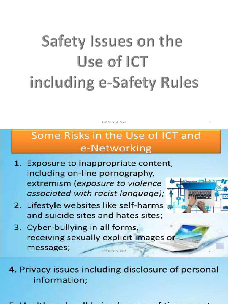 Safety Issues On The Use of ICT Including E-Safety Tules | PDF