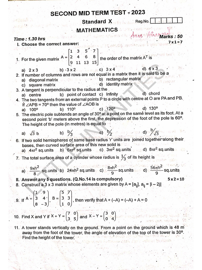 2023 10th 2nd Mid Term | PDF