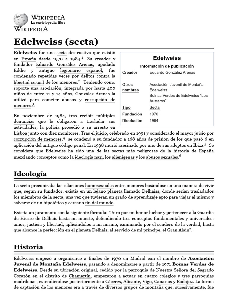 La Secta Edelweiss en España | PDF | Secta