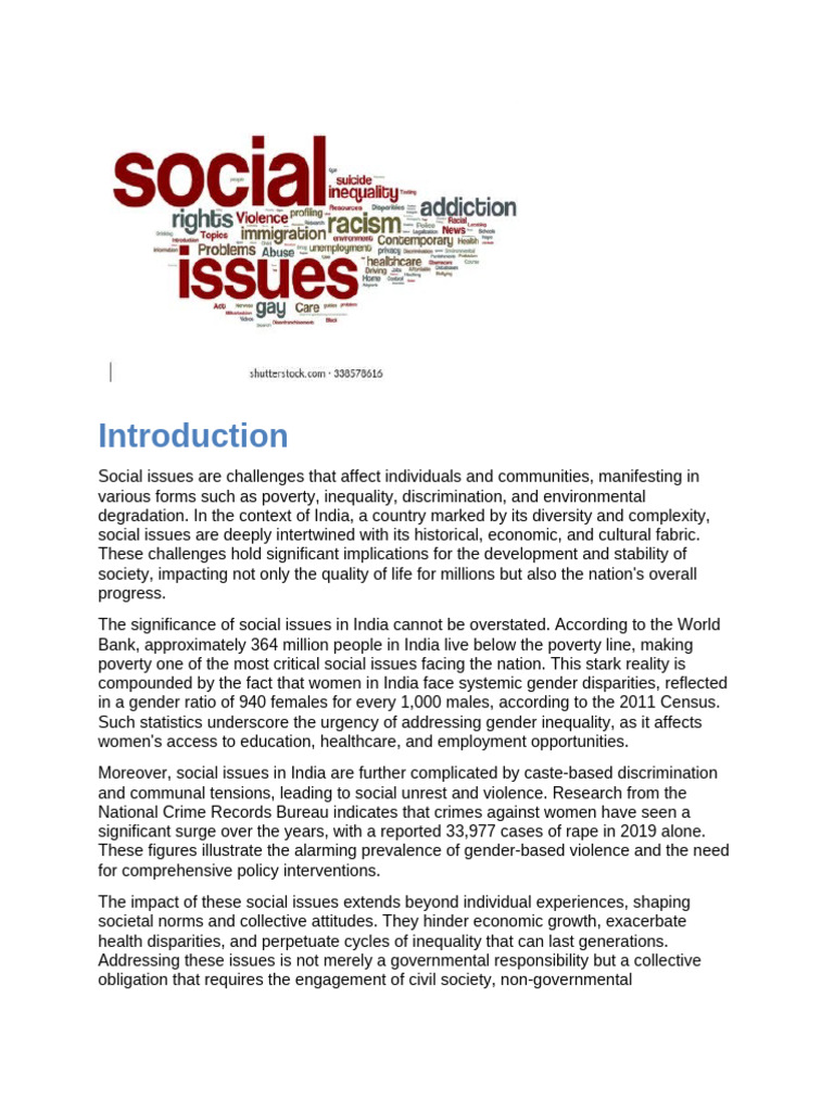 Social Issues in India: Key Challenges | PDF | Poverty | Poverty ...