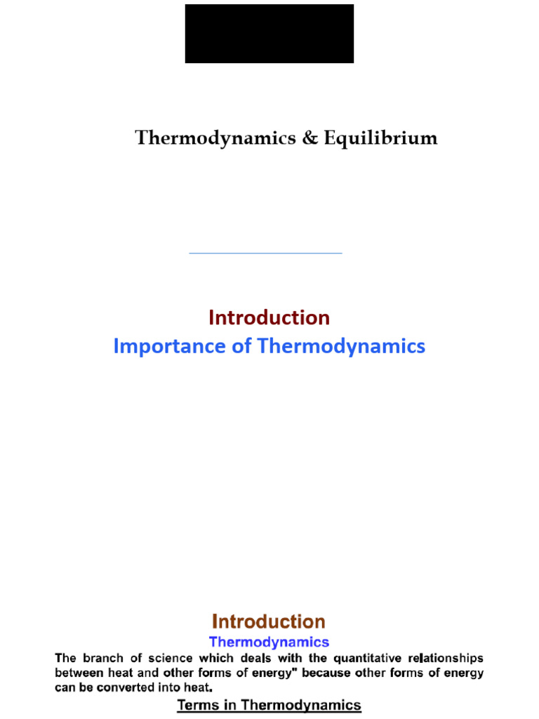 Thermodynamics and Equilibrium Concepts | PDF | Thermodynamics | Heat