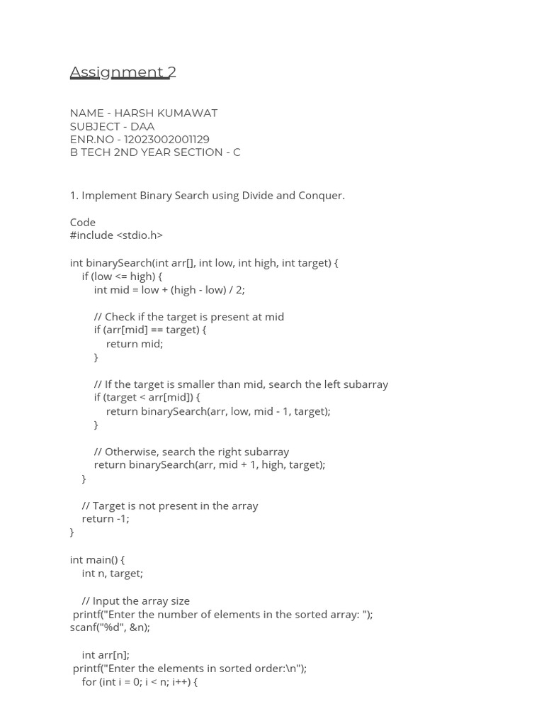 DAA Assignment 2 PDF | PDF | Theoretical Computer Science | Algorithms
