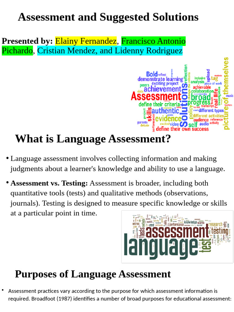 Language Assessment Overview and Solutions | PDF | Educational ...