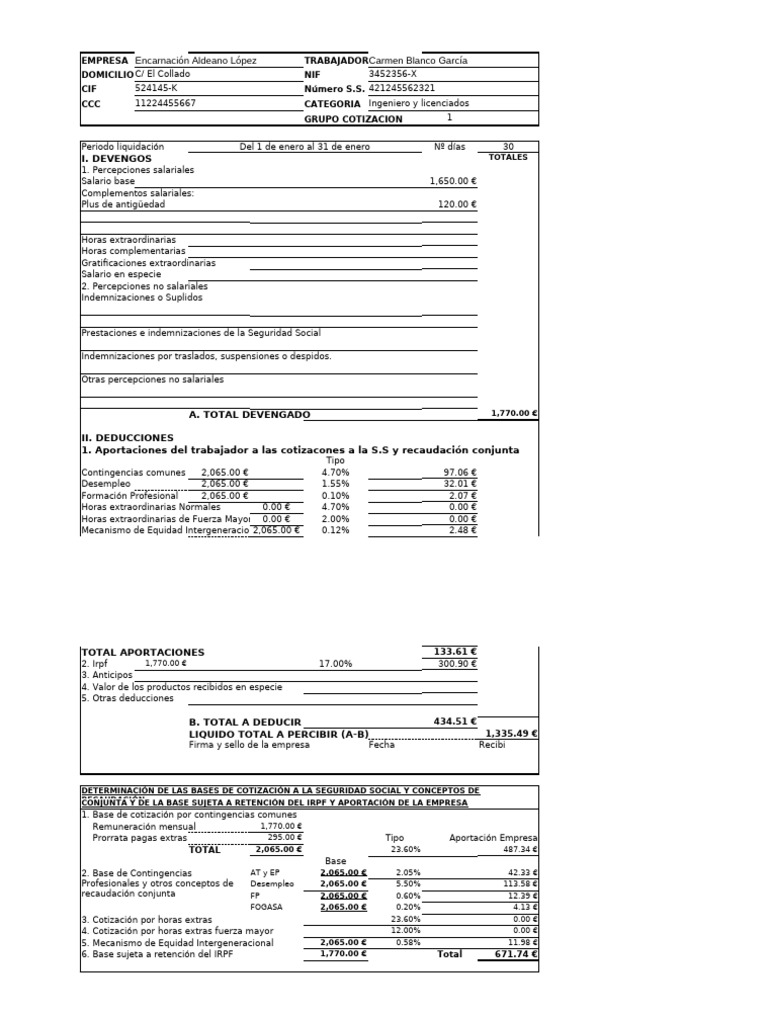 Liquidación de Nómina de Ingeniero | PDF | Salario | Business