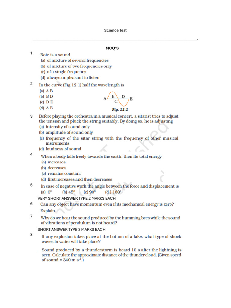 Science Test Questions and Formats | PDF