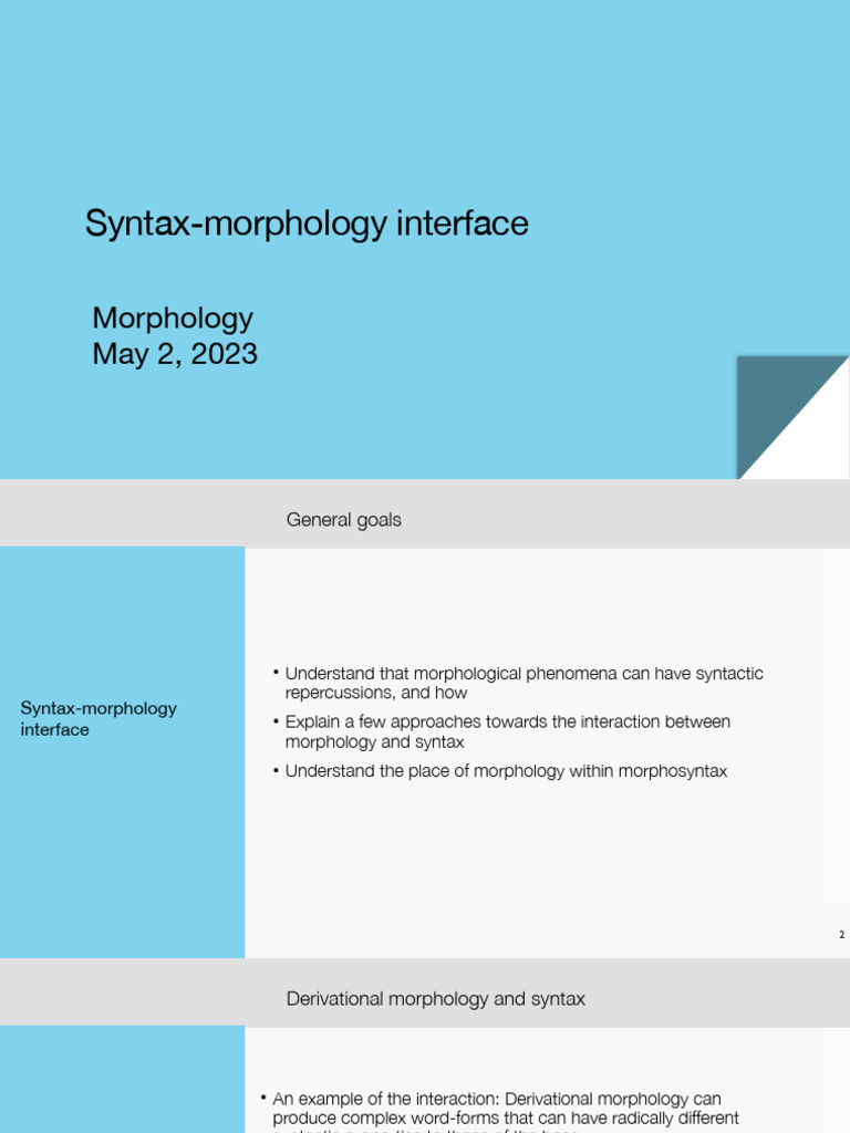 Syntax Morphology Interface Explained Pdf Morphology Linguistics