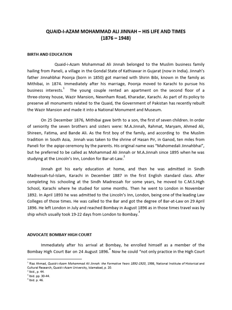 Quaid-i-Azam Life & Times | PDF | Muhammad Ali Jinnah | All India ...