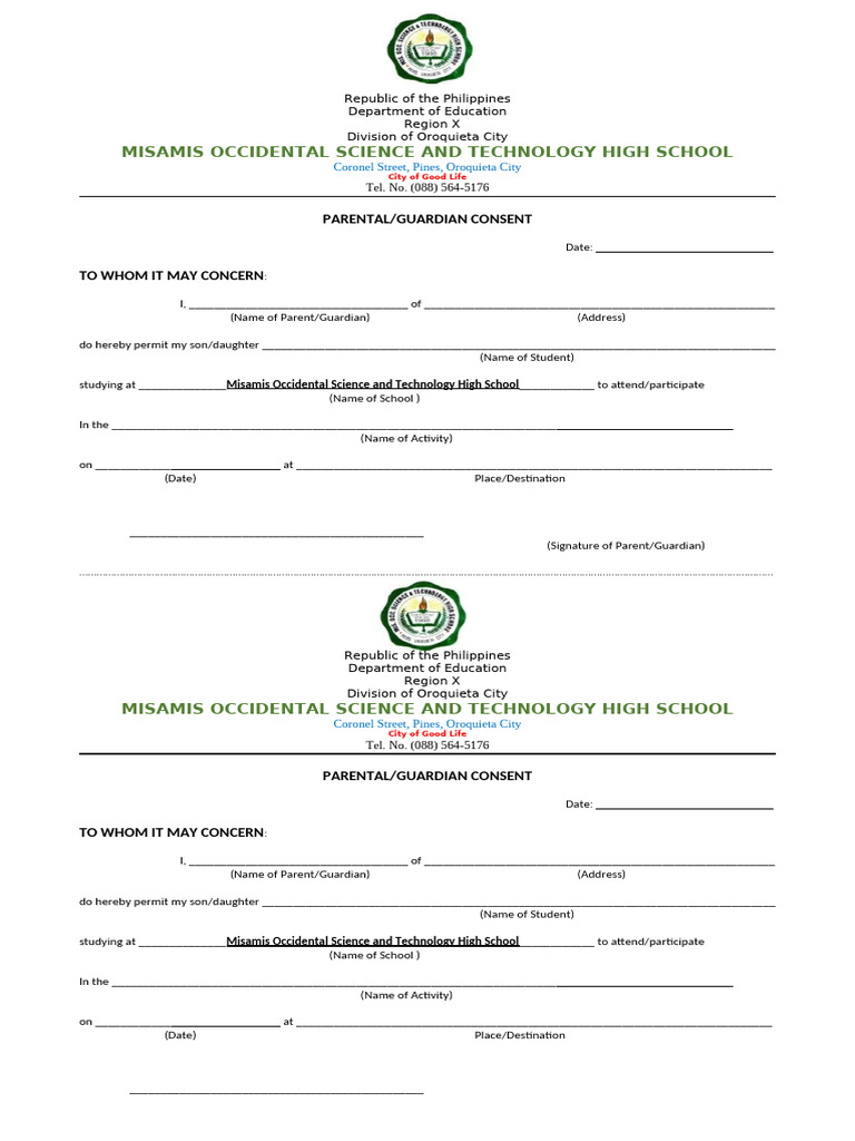 Parental Consent Form for Student Activities | PDF
