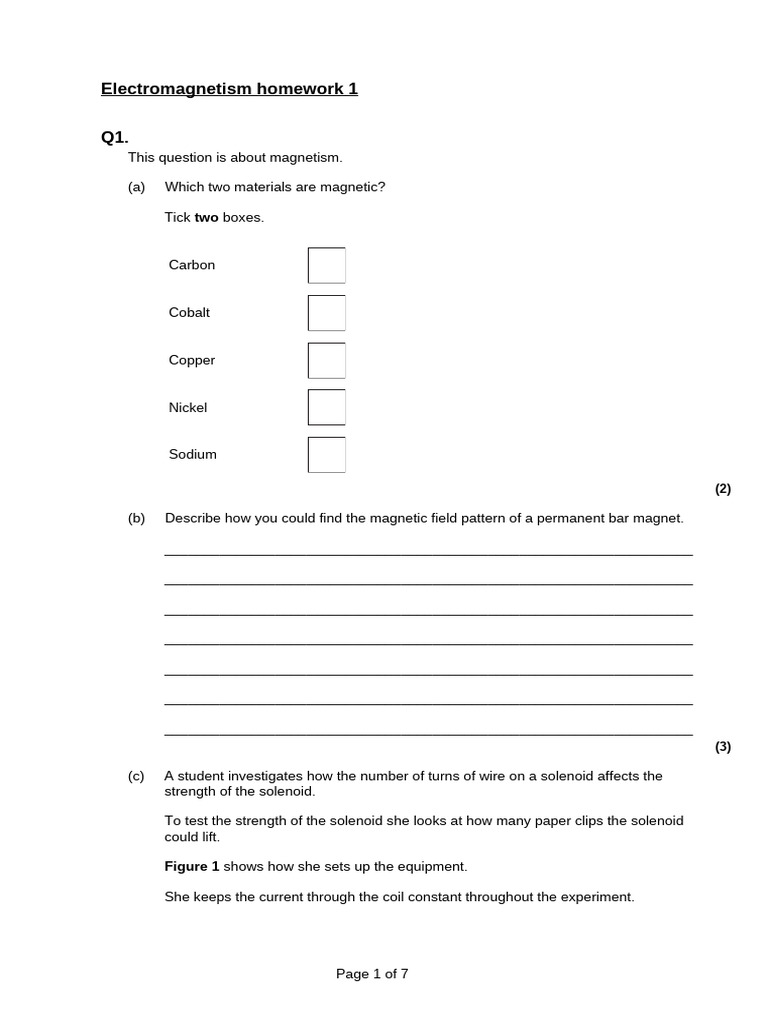 Electromagnetism Homework 1 Ms | PDF | Magnetic Field | Magnet