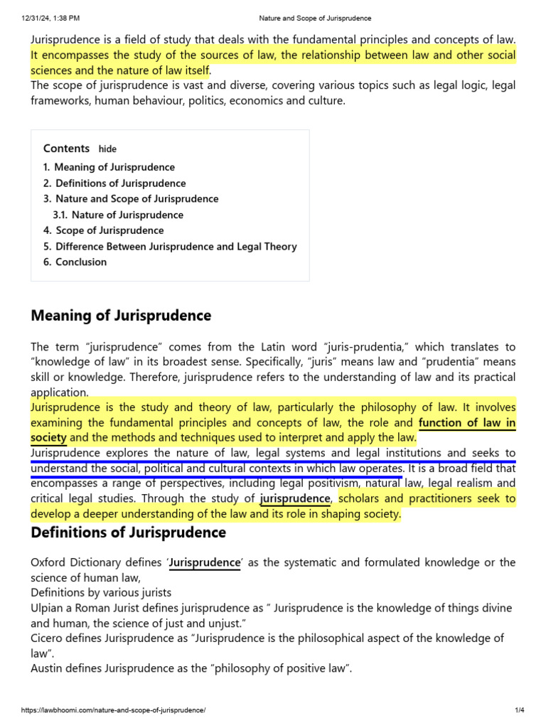 Nature and Scope of Jurisprudence | PDF | Jurisprudence | Theory