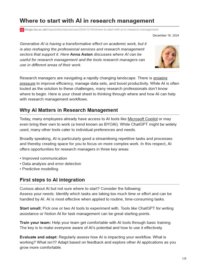 Where To Start With AI in Research Management | PDF | Artificial ...