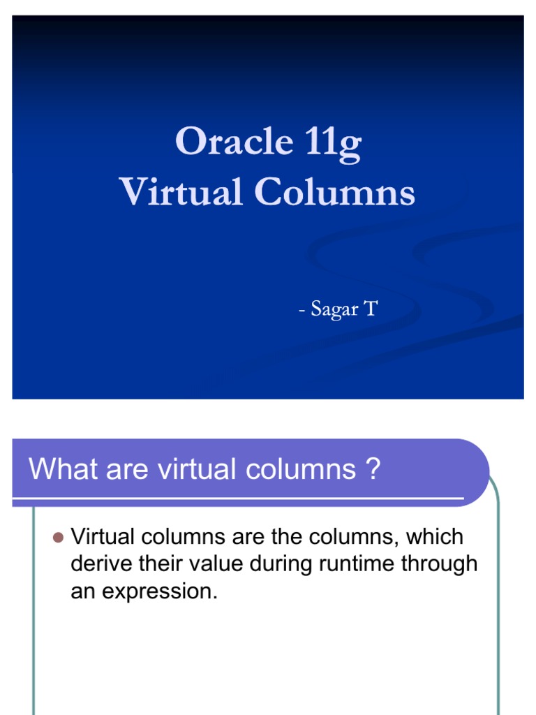 Creating Virtual Columns in Oracle | PDF | Sql | Table (Database)