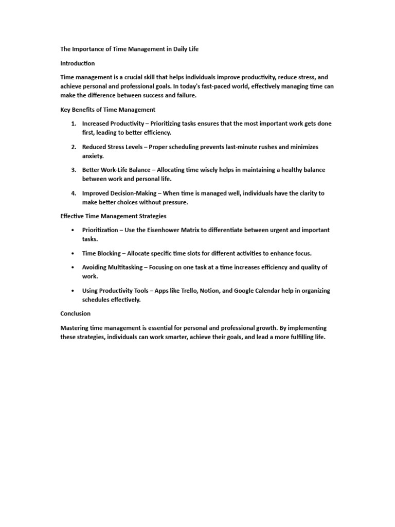 Time Management | PDF