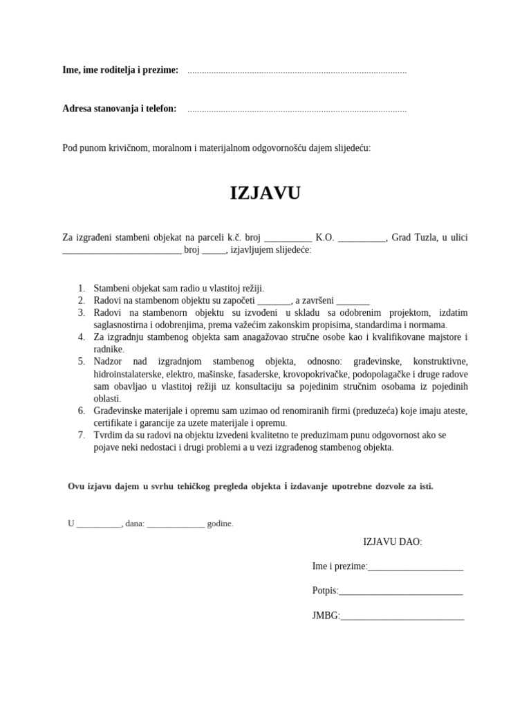 Izjava | PDF