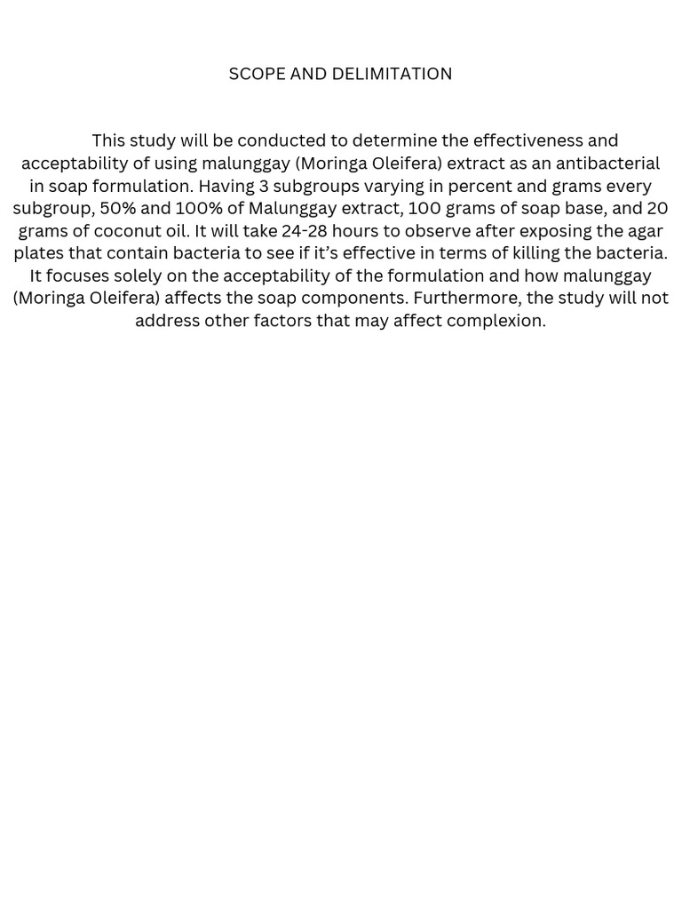 SCOPE and DELIMITATION This Study Will Be Conducted to Determine the ...