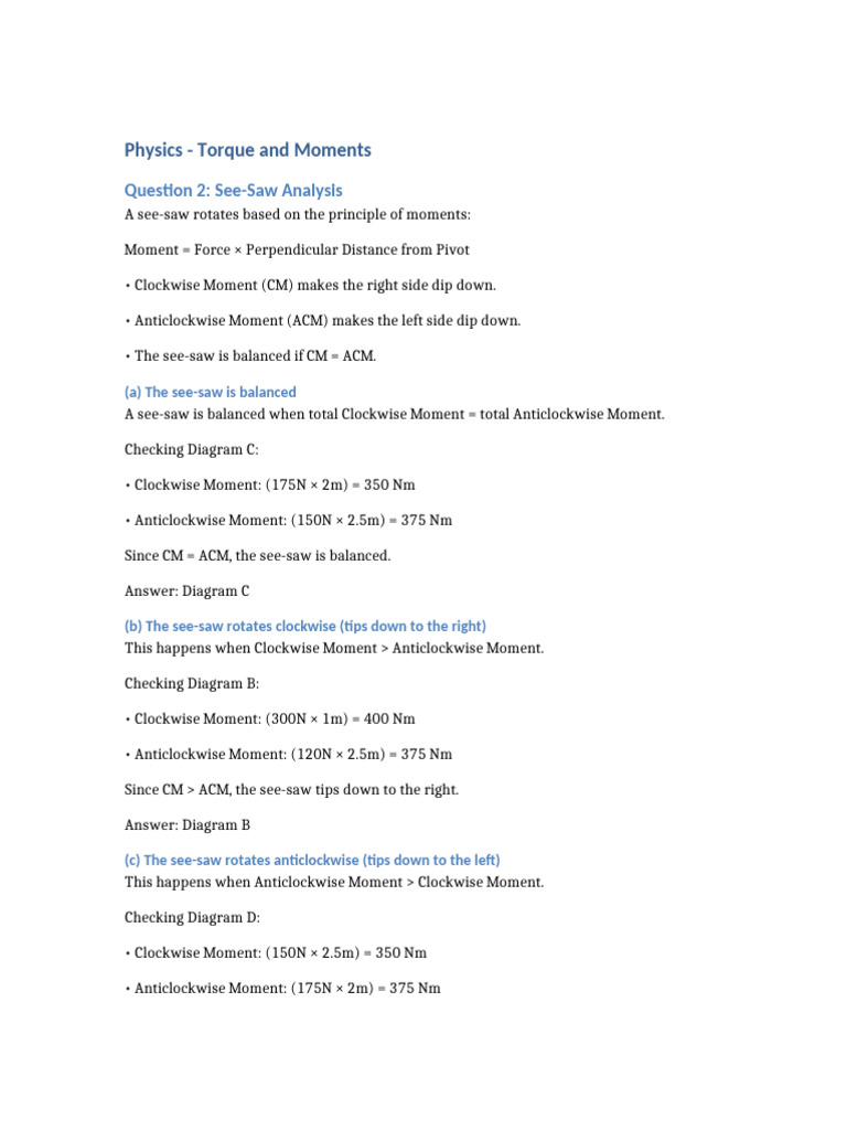 Physics Torque Answers | PDF