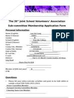 The 26 Joint School Volunteers' Association Sub-Committee Membership Application Form