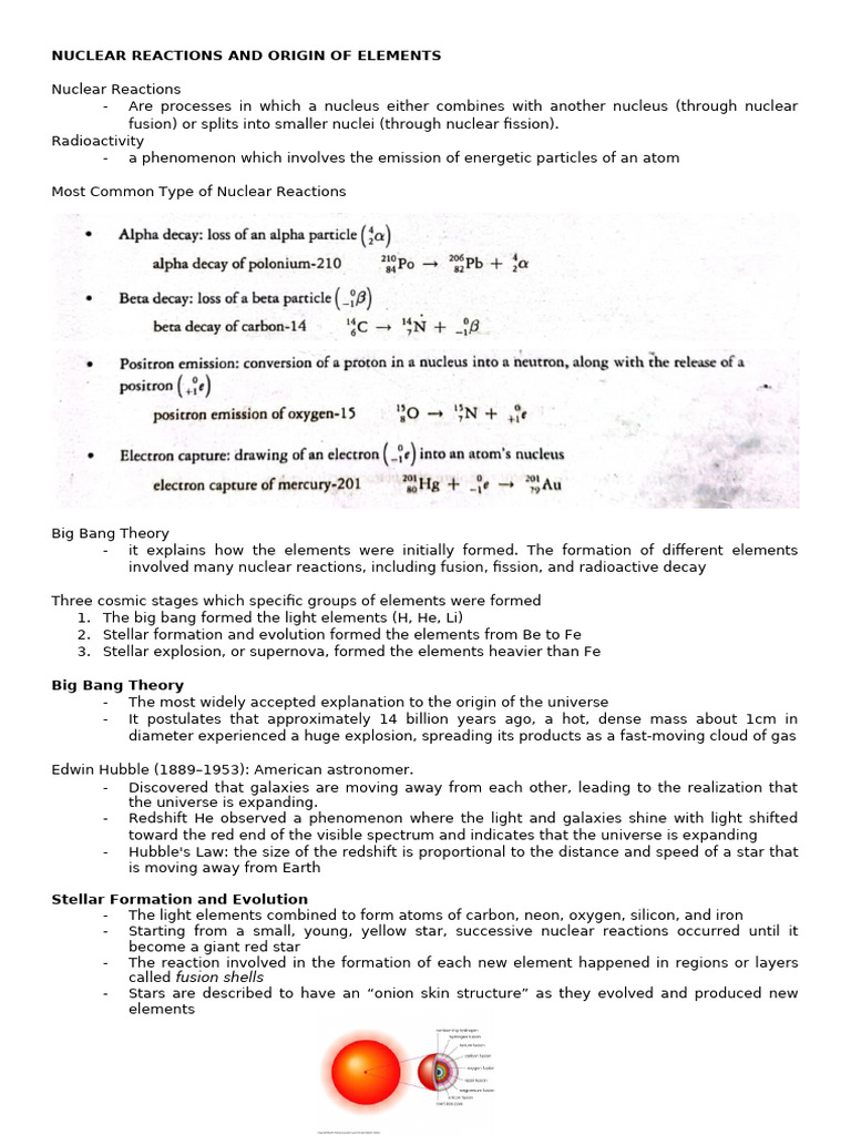 Nuclear Reactions and Element Formation | PDF